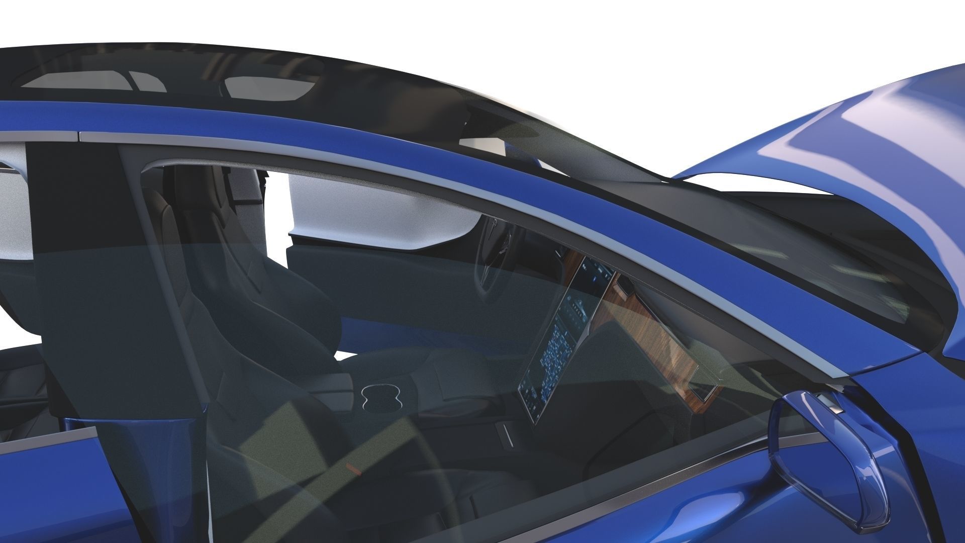 Tesla Model S 2016 Blue with interior and chassis 3D model_55