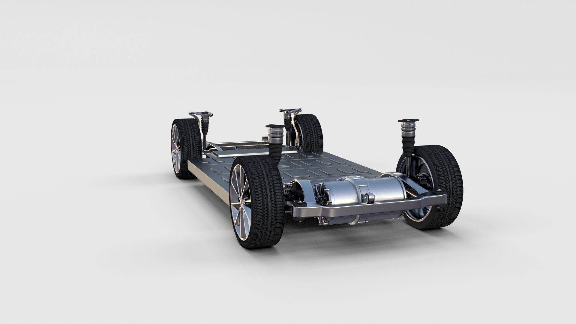 Tesla Model S 2016 Blue with interior and chassis 3D model_4