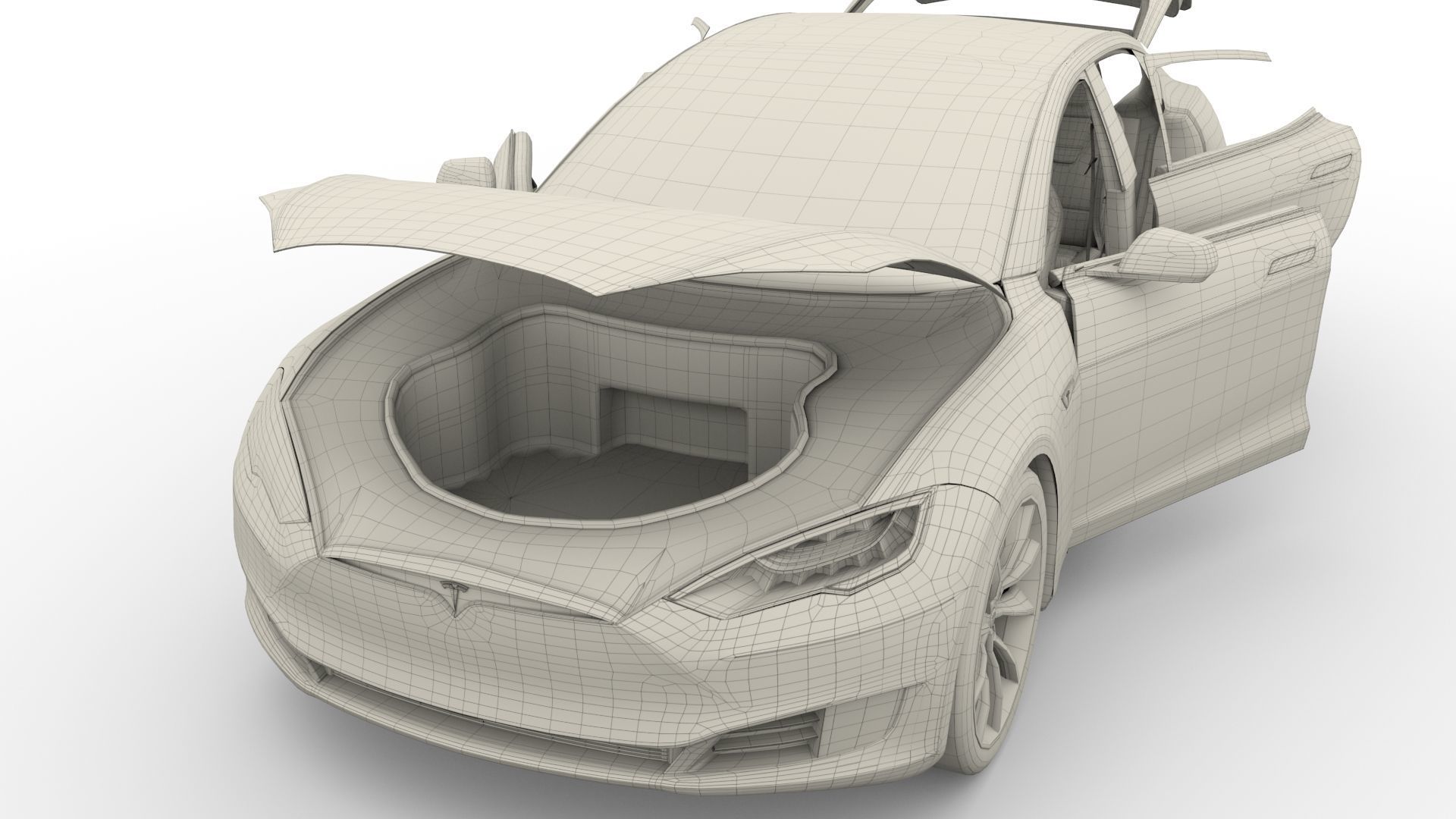 Tesla Model S 2016 Blue with interior and chassis 3D model_88