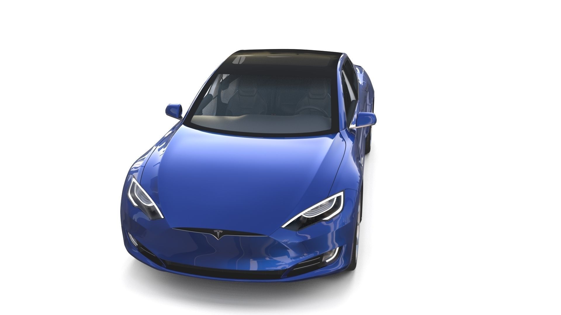 Tesla Model S 2016 Blue with interior and chassis 3D model_22