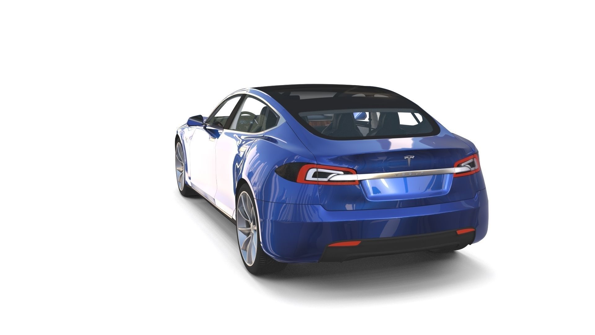 Tesla Model S 2016 Blue with interior and chassis 3D model_17