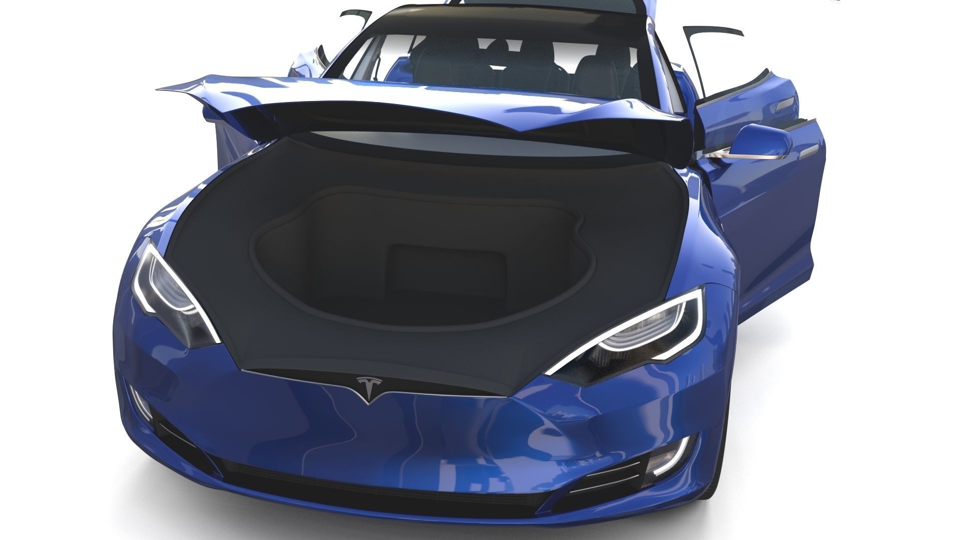 Tesla Model S 2016 Blue with interior and chassis 3D model_50