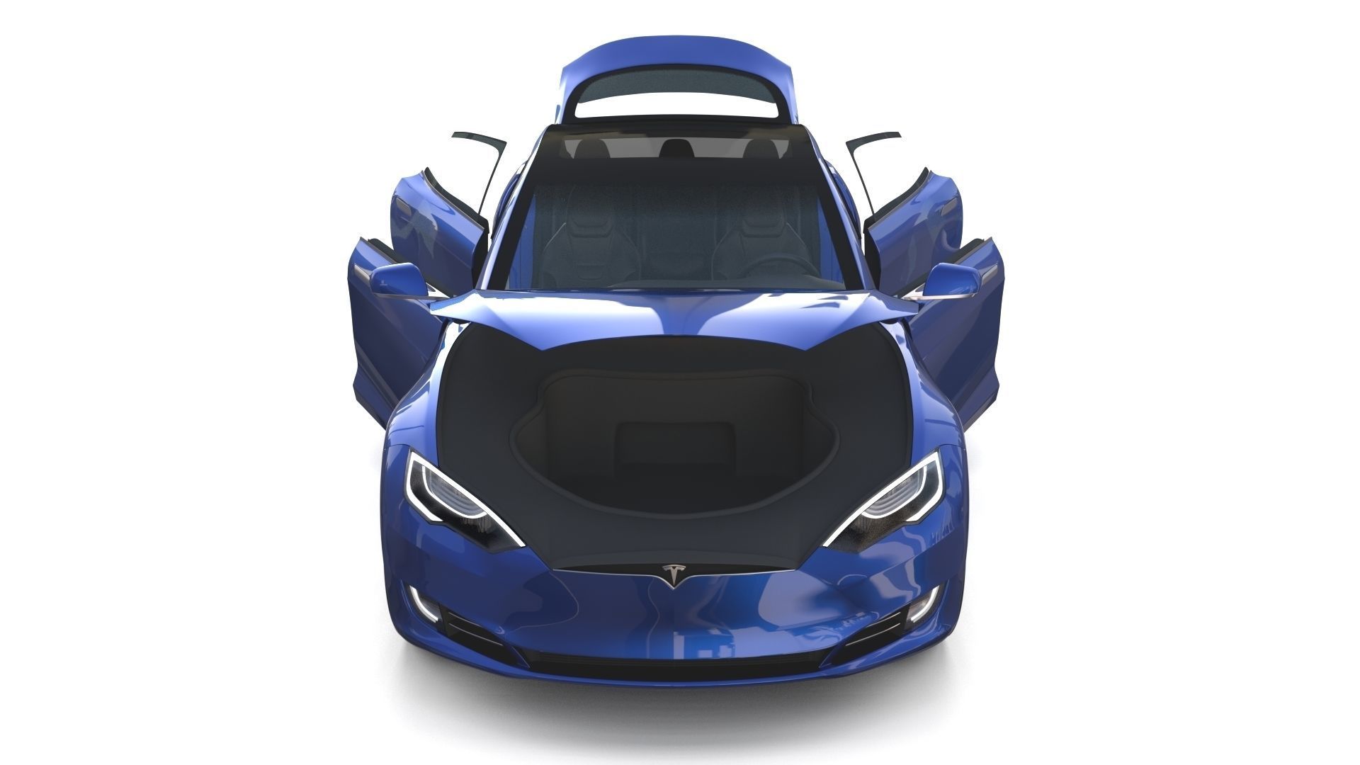 Tesla Model S 2016 Blue with interior and chassis 3D model_38