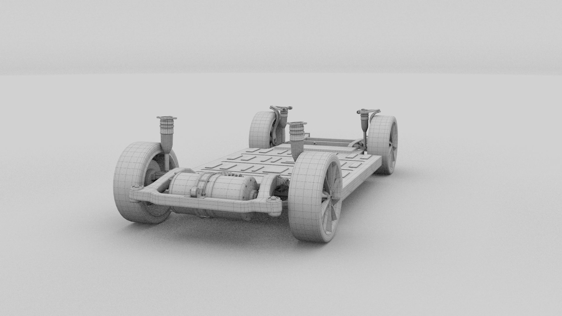 Tesla Model S 2016 Blue with interior and chassis 3D model_11