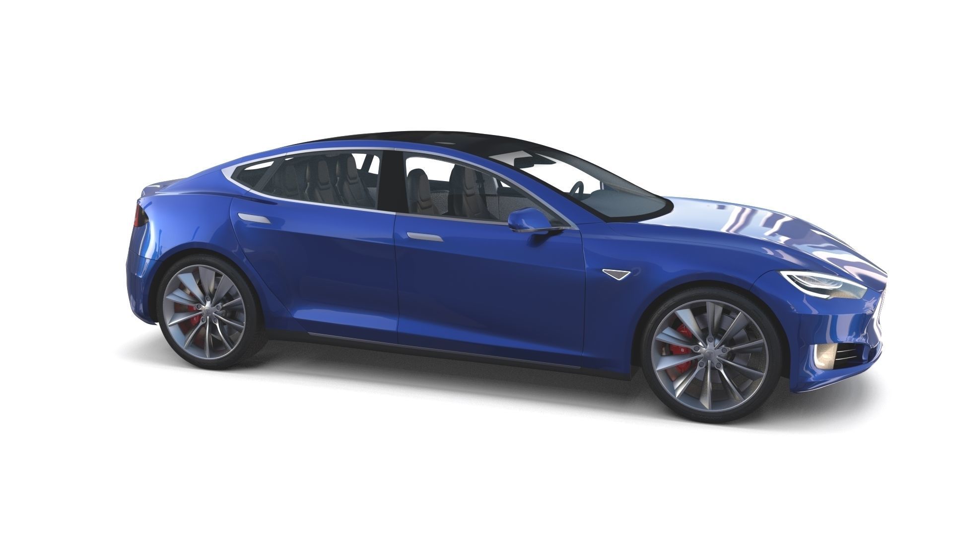 Tesla Model S 2016 Blue with interior and chassis 3D model_19