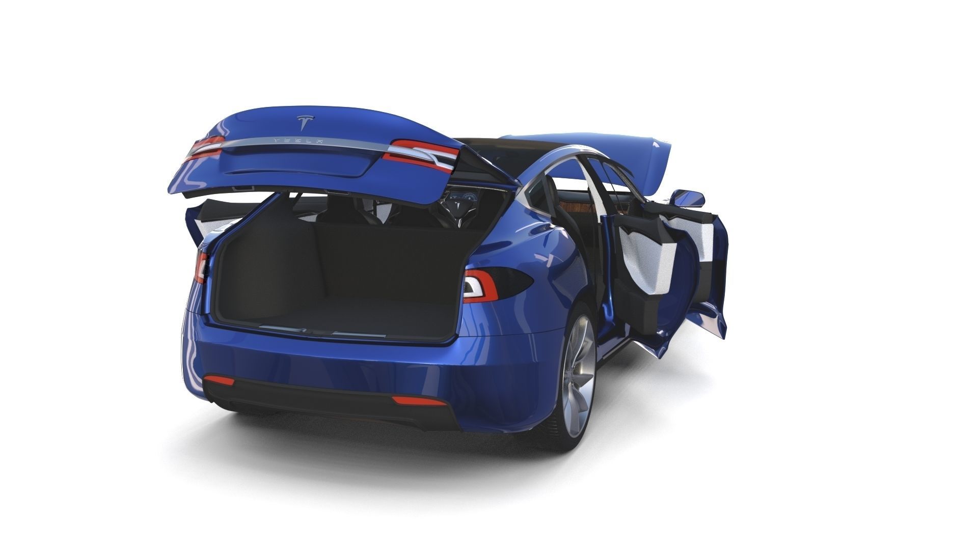 Tesla Model S 2016 Blue with interior and chassis 3D model_36