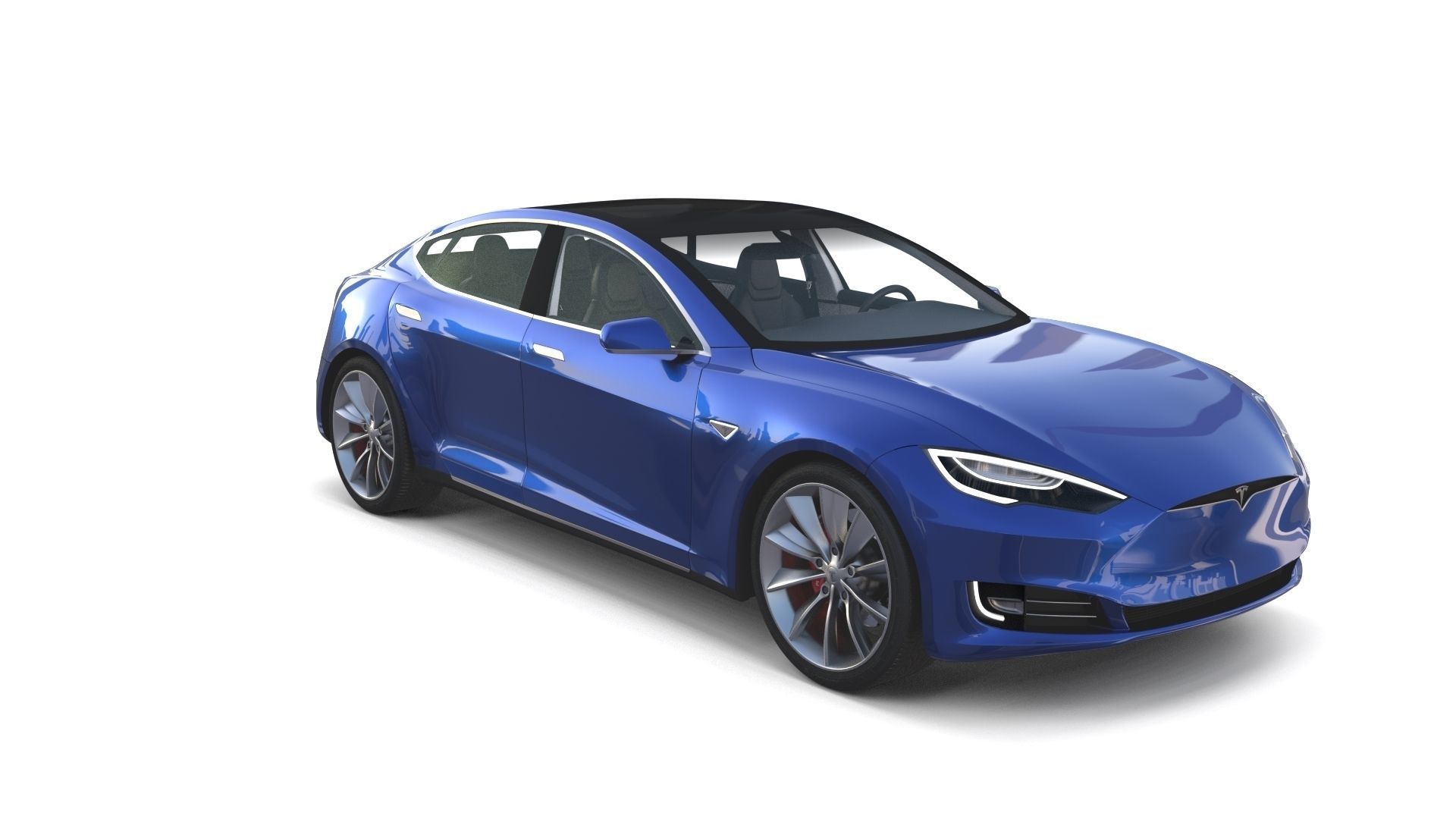 Tesla Model S 2016 Blue with interior and chassis 3D model_20
