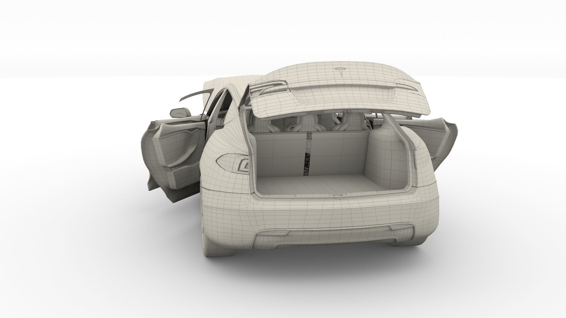 Tesla Model S 2016 Blue with interior and chassis 3D model_76