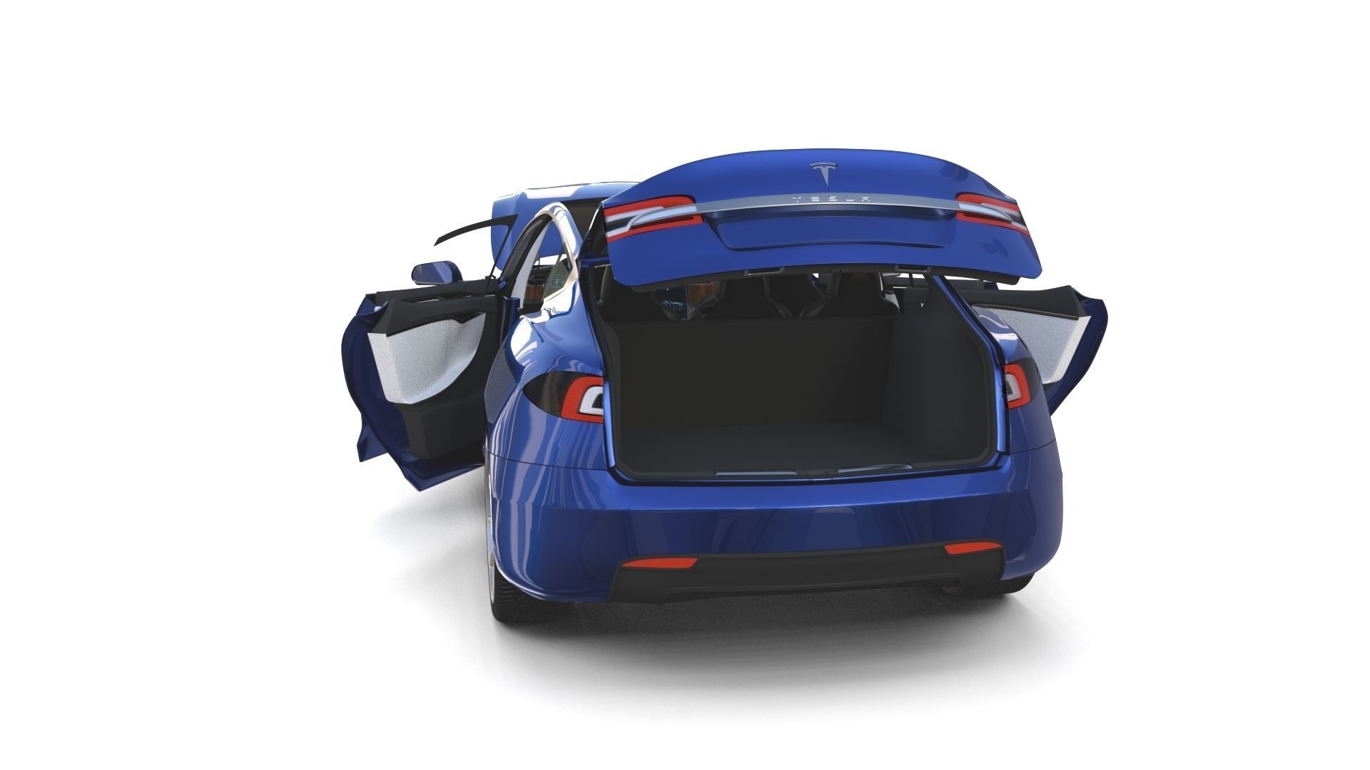 Tesla Model S 2016 Blue with interior and chassis 3D model_34