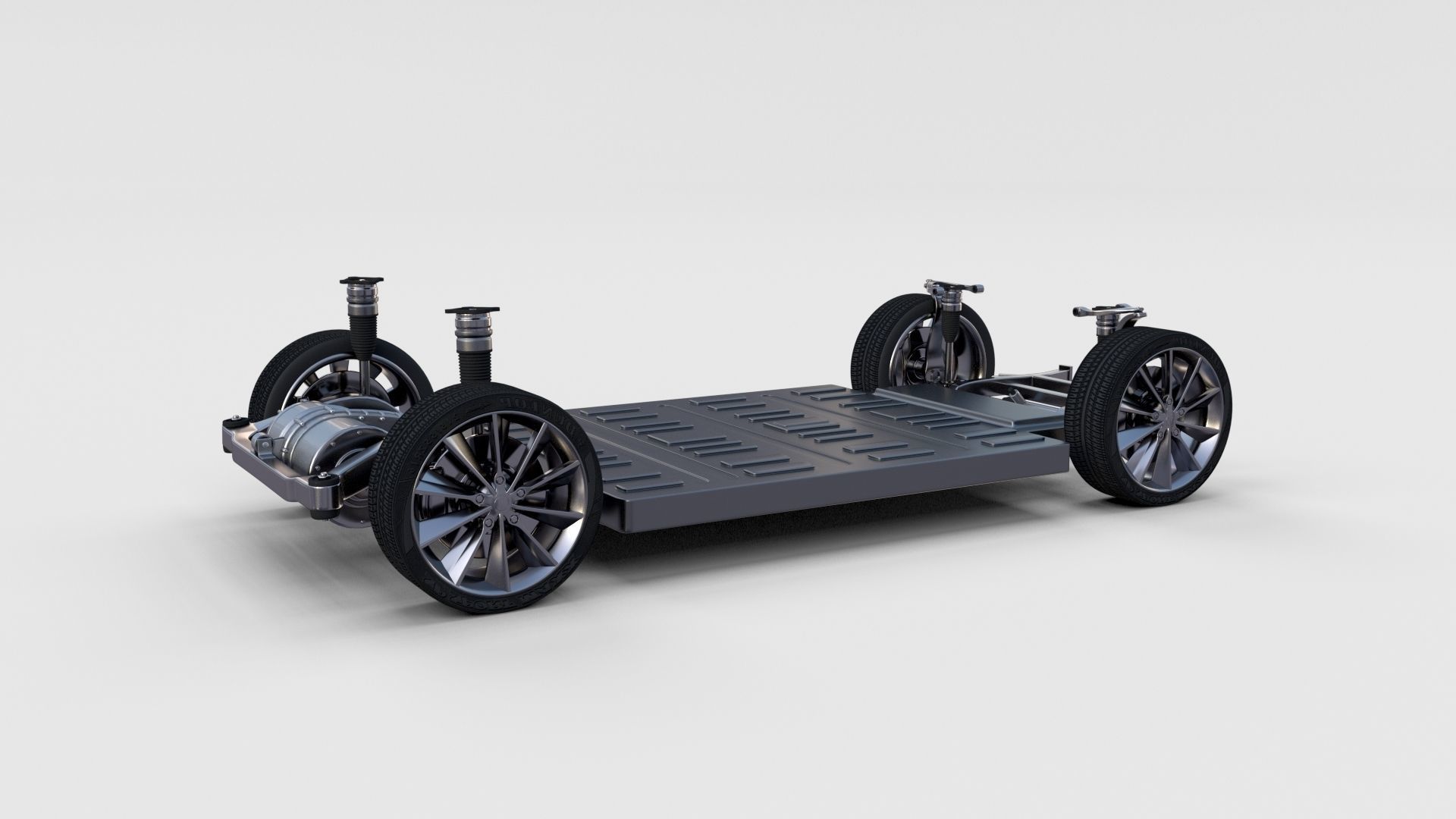 Tesla Model S 2016 Blue with interior and chassis 3D model_7