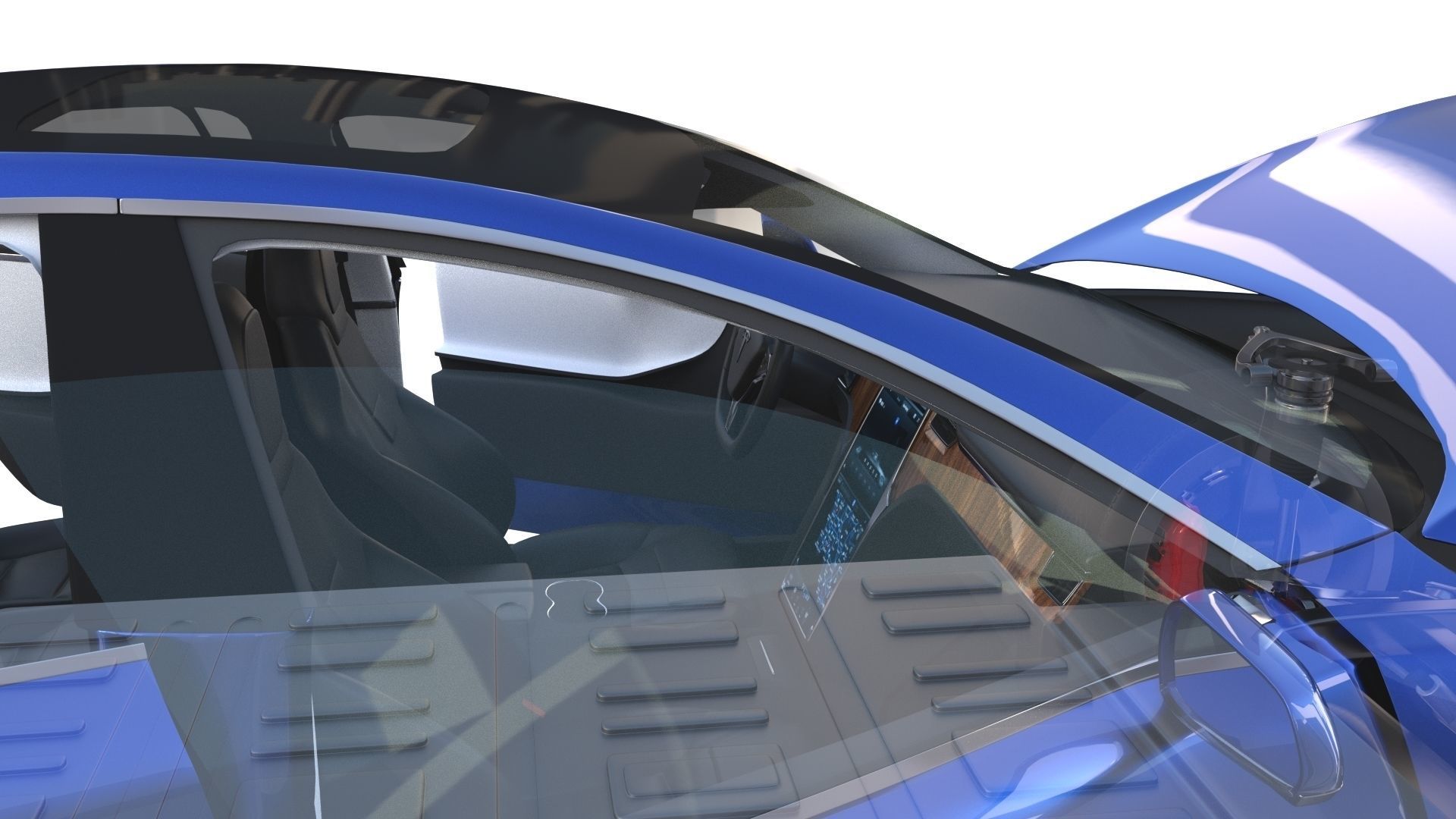 Tesla Model S 2016 Blue with interior and chassis 3D model_72