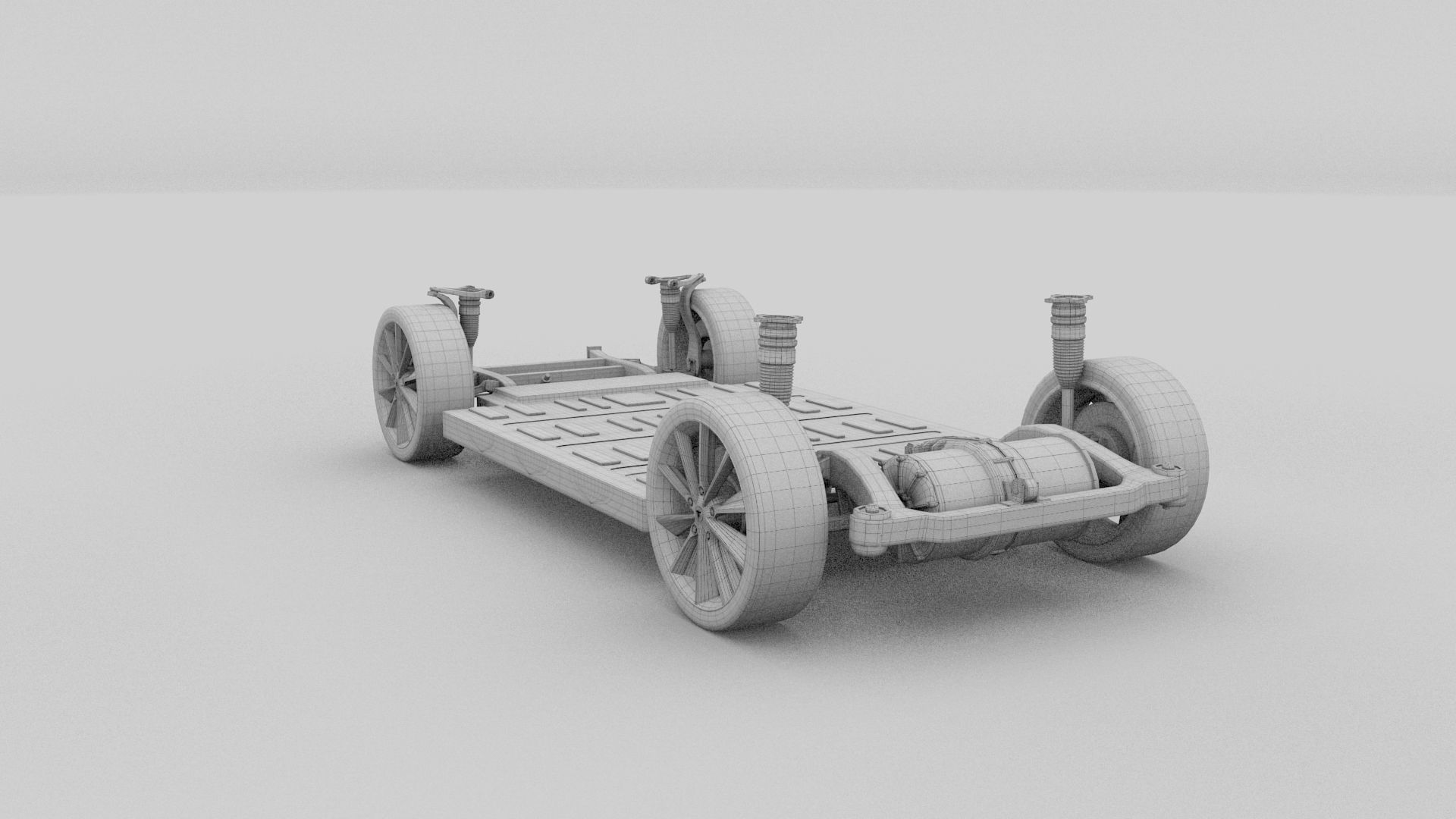 Tesla Model S 2016 Blue with interior and chassis 3D model_12