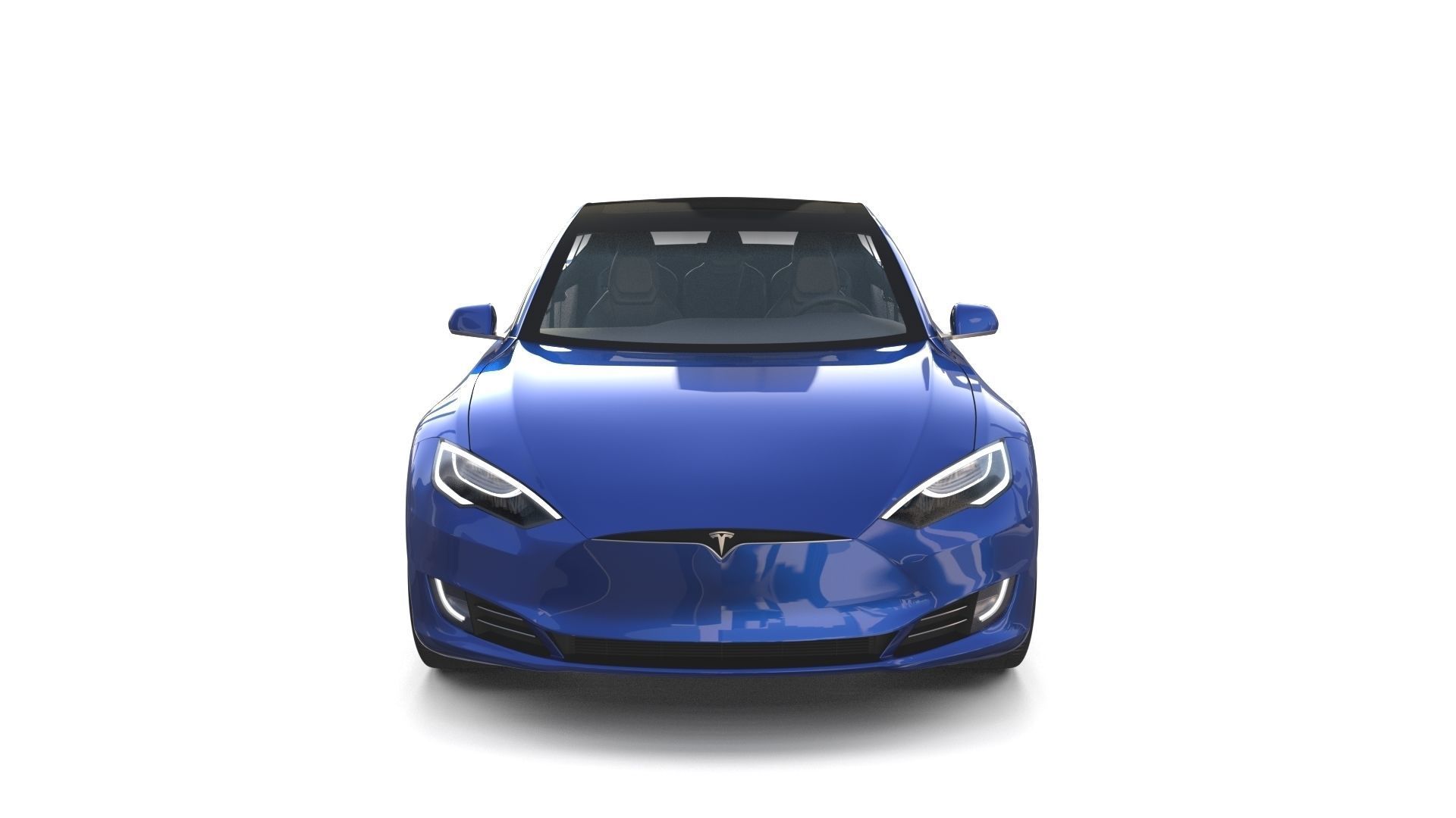 Tesla Model S 2016 Blue with interior and chassis 3D model_15