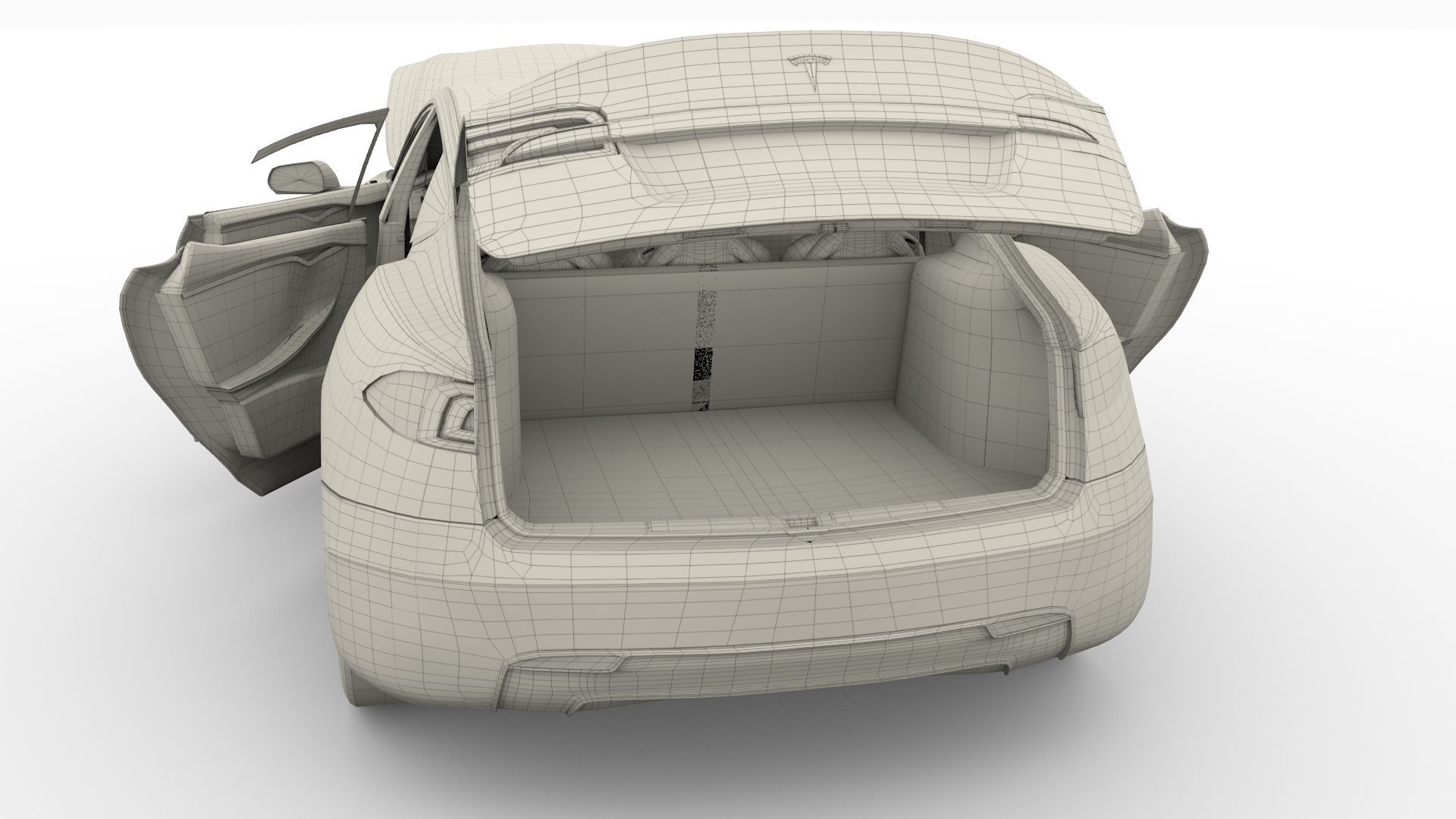 Tesla Model S 2016 Blue with interior and chassis 3D model_92