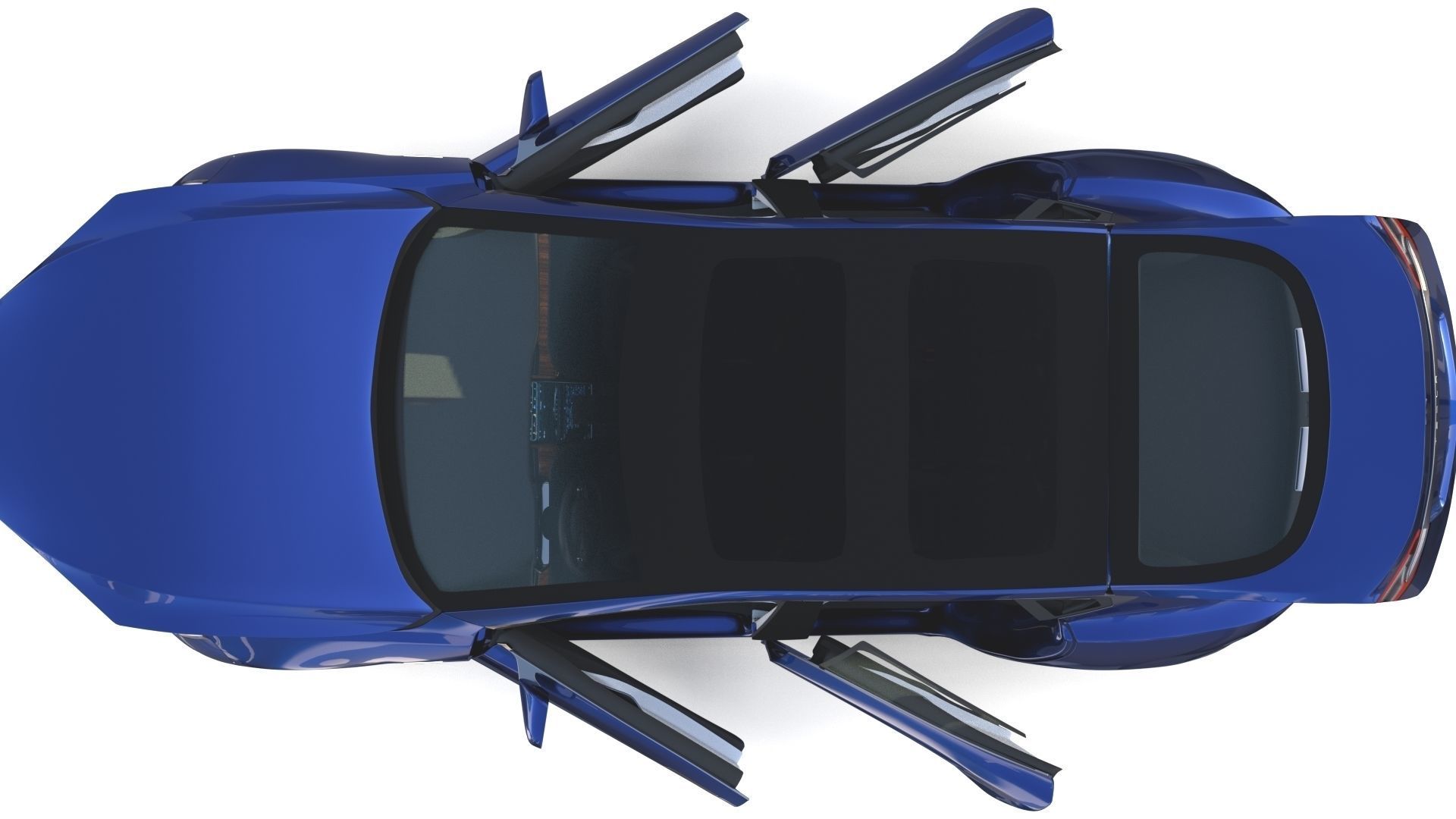 Tesla Model S 2016 Blue with interior and chassis 3D model_45