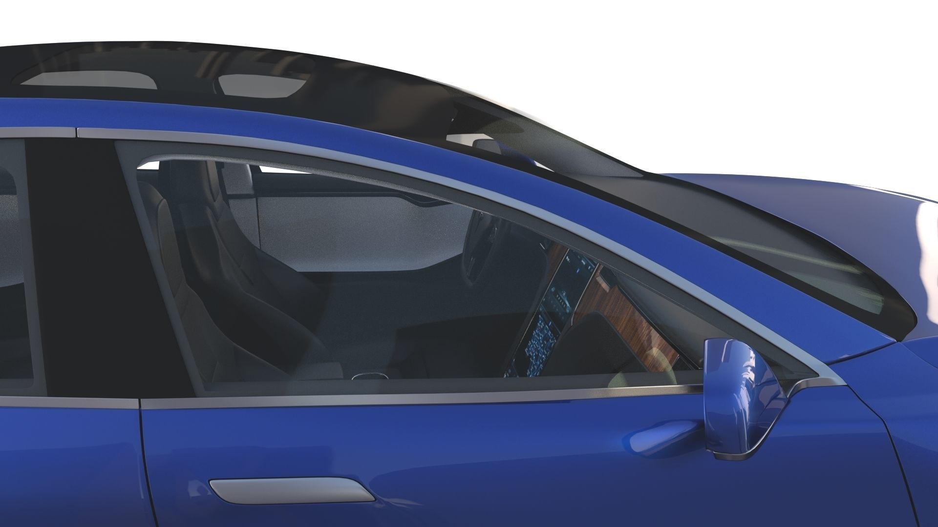 Tesla Model S 2016 Blue with interior and chassis 3D model_29