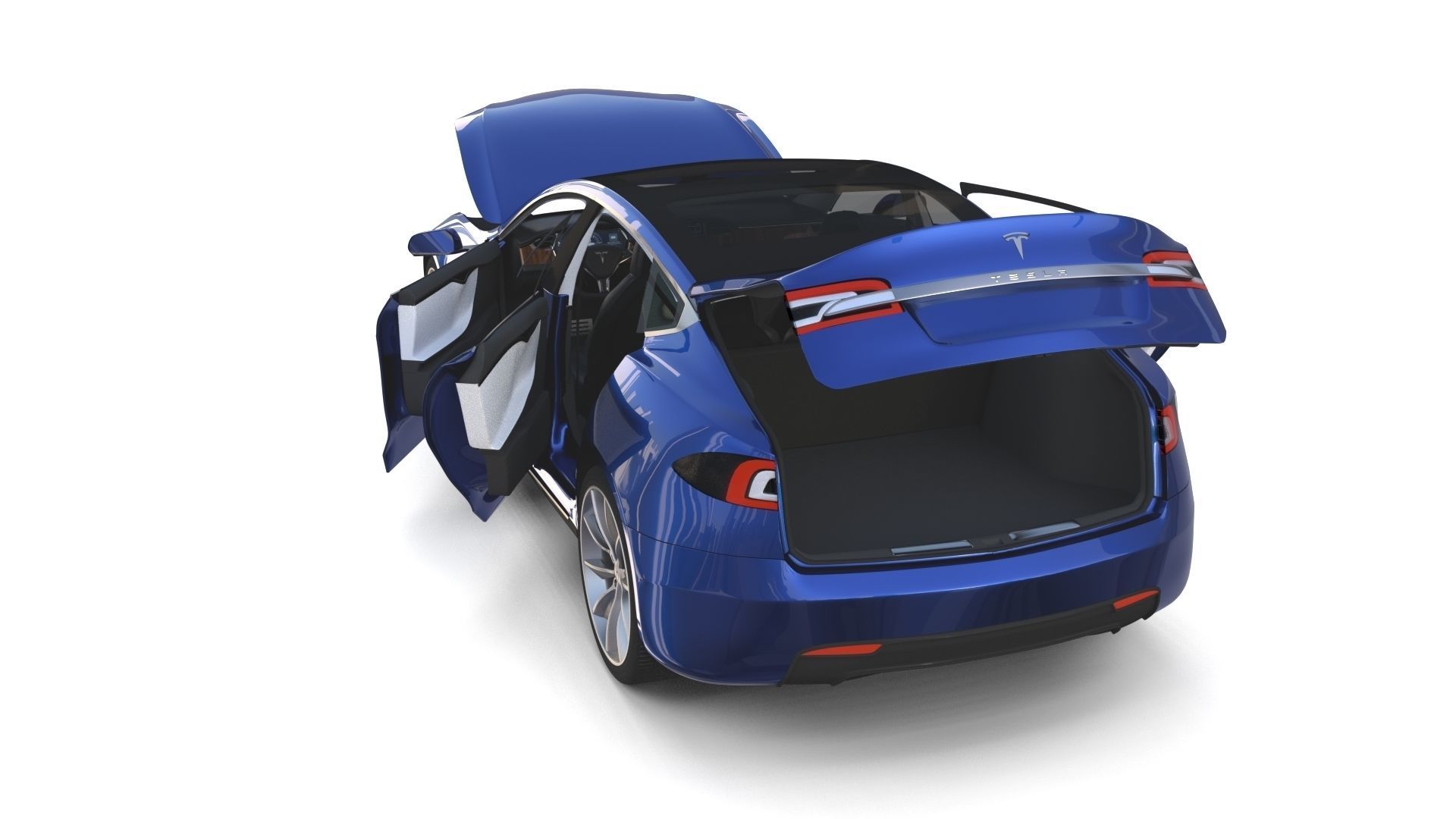 Tesla Model S 2016 Blue with interior and chassis 3D model_42