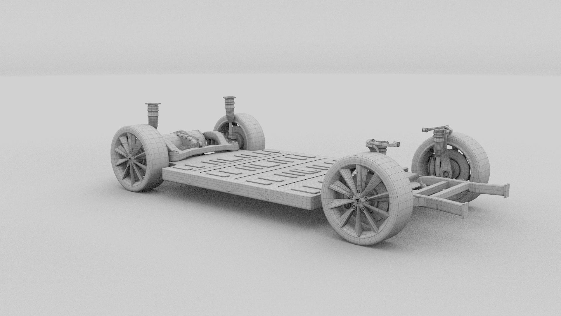 Tesla Model S 2016 Blue with interior and chassis 3D model_14