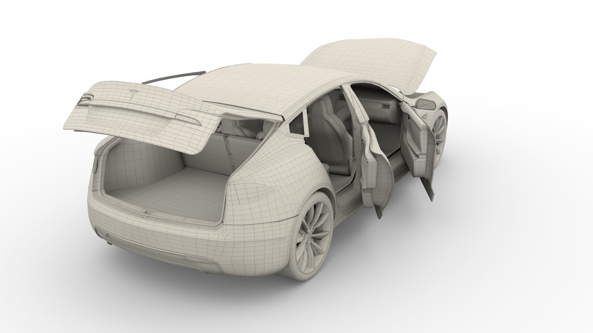 Tesla Model S 2016 Blue with interior and chassis 3D model_83