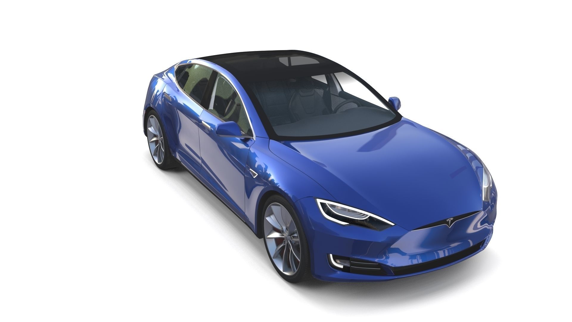 Tesla Model S 2016 Blue with interior and chassis 3D model_26