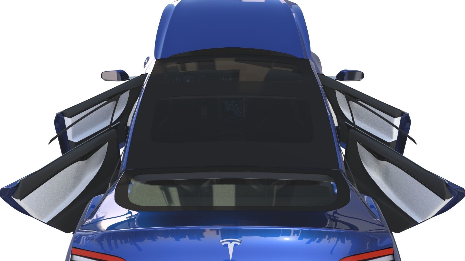 Tesla Model S 2016 Blue with interior and chassis 3D model_47