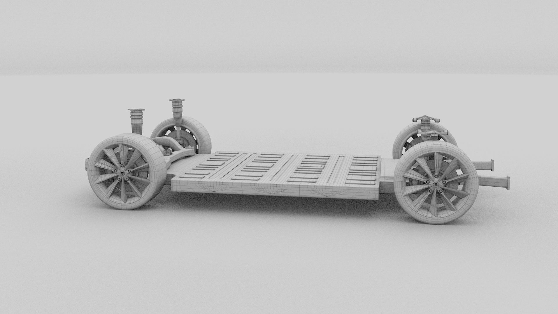 Tesla Model S 2016 Blue with interior and chassis 3D model_13