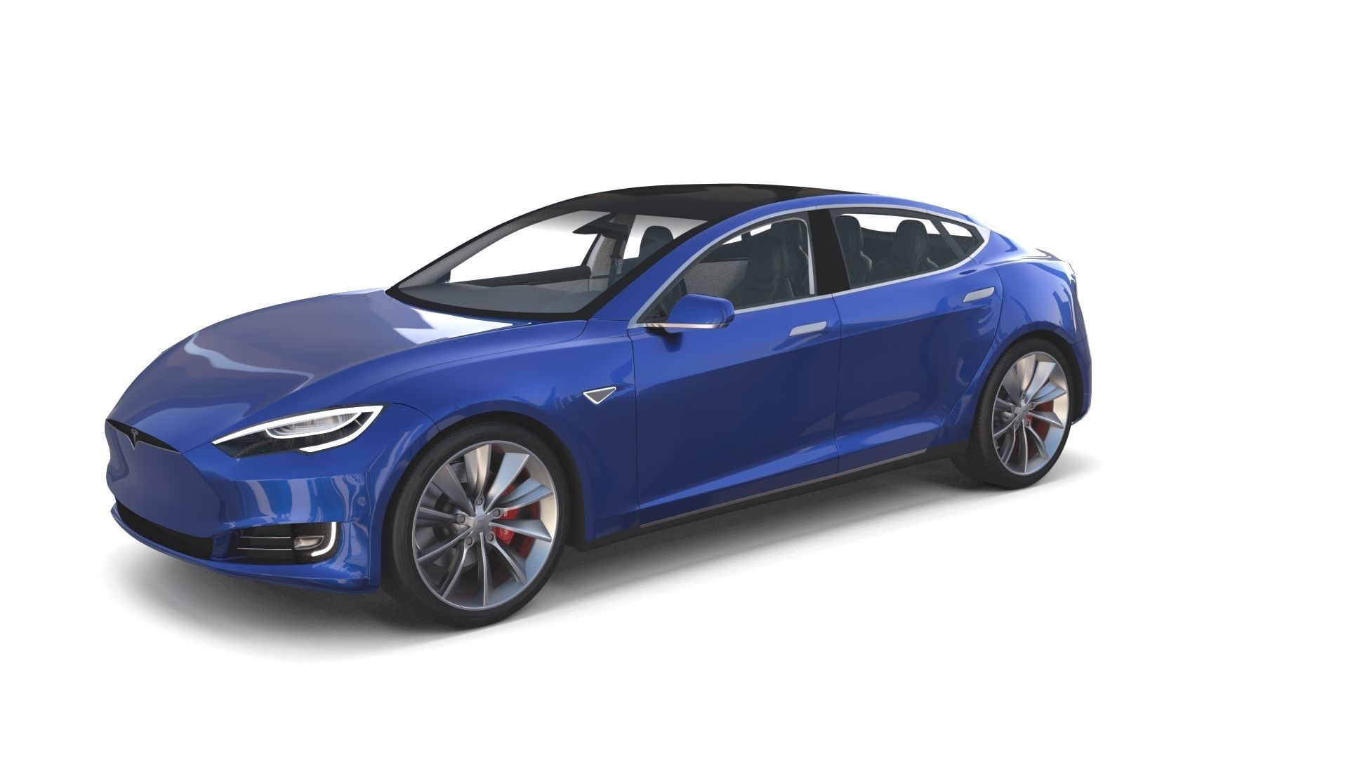 Tesla Model S 2016 Blue with interior and chassis 3D model_2