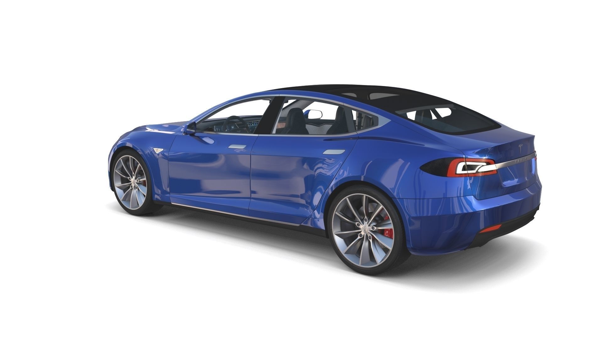 Tesla Model S 2016 Blue with interior and chassis 3D model_16