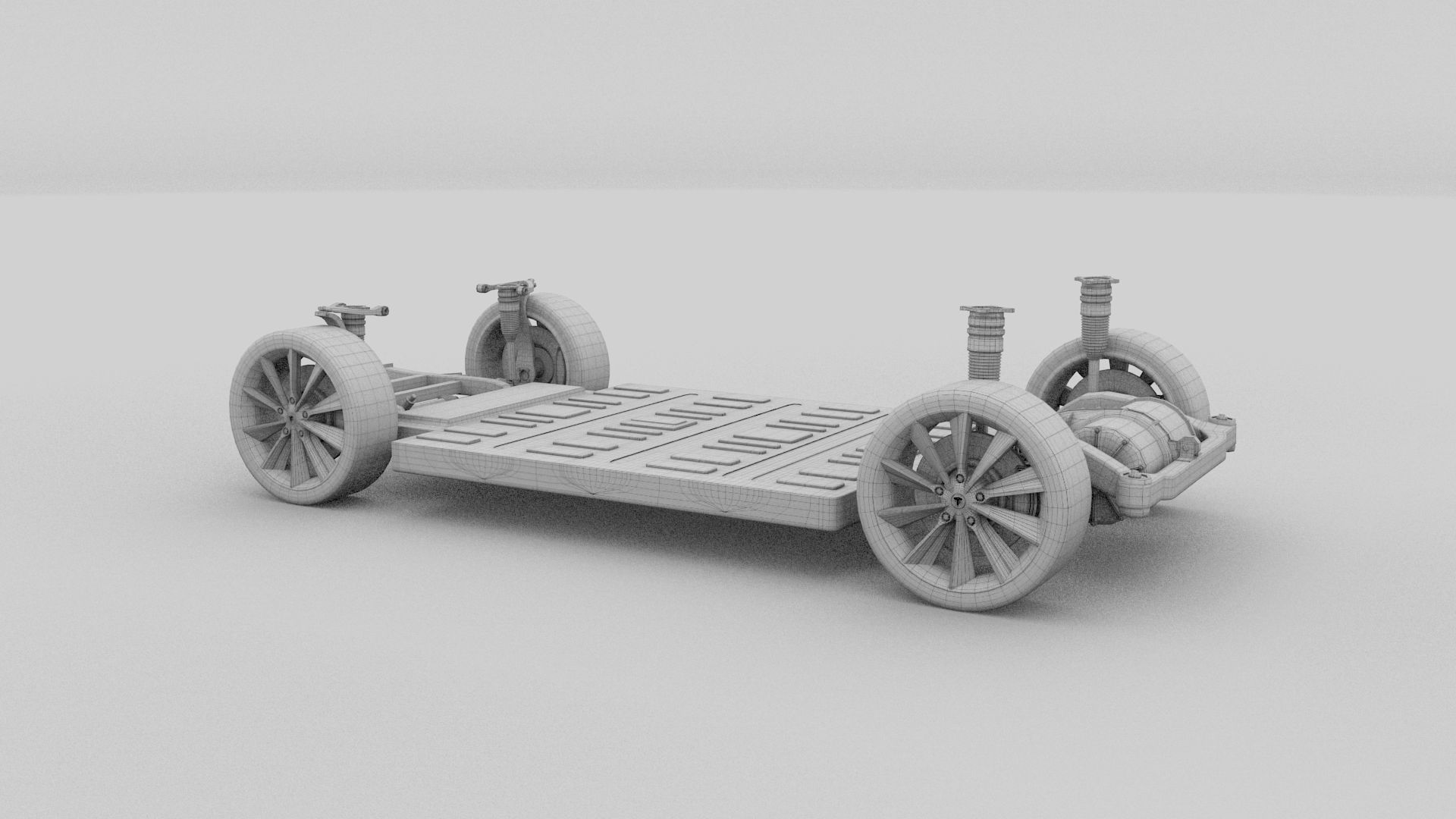 Tesla Model S 2016 Blue with interior and chassis 3D model_10