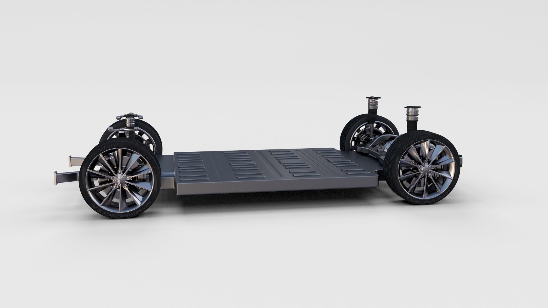 Tesla Model S 2016 Blue with interior and chassis 3D model_103