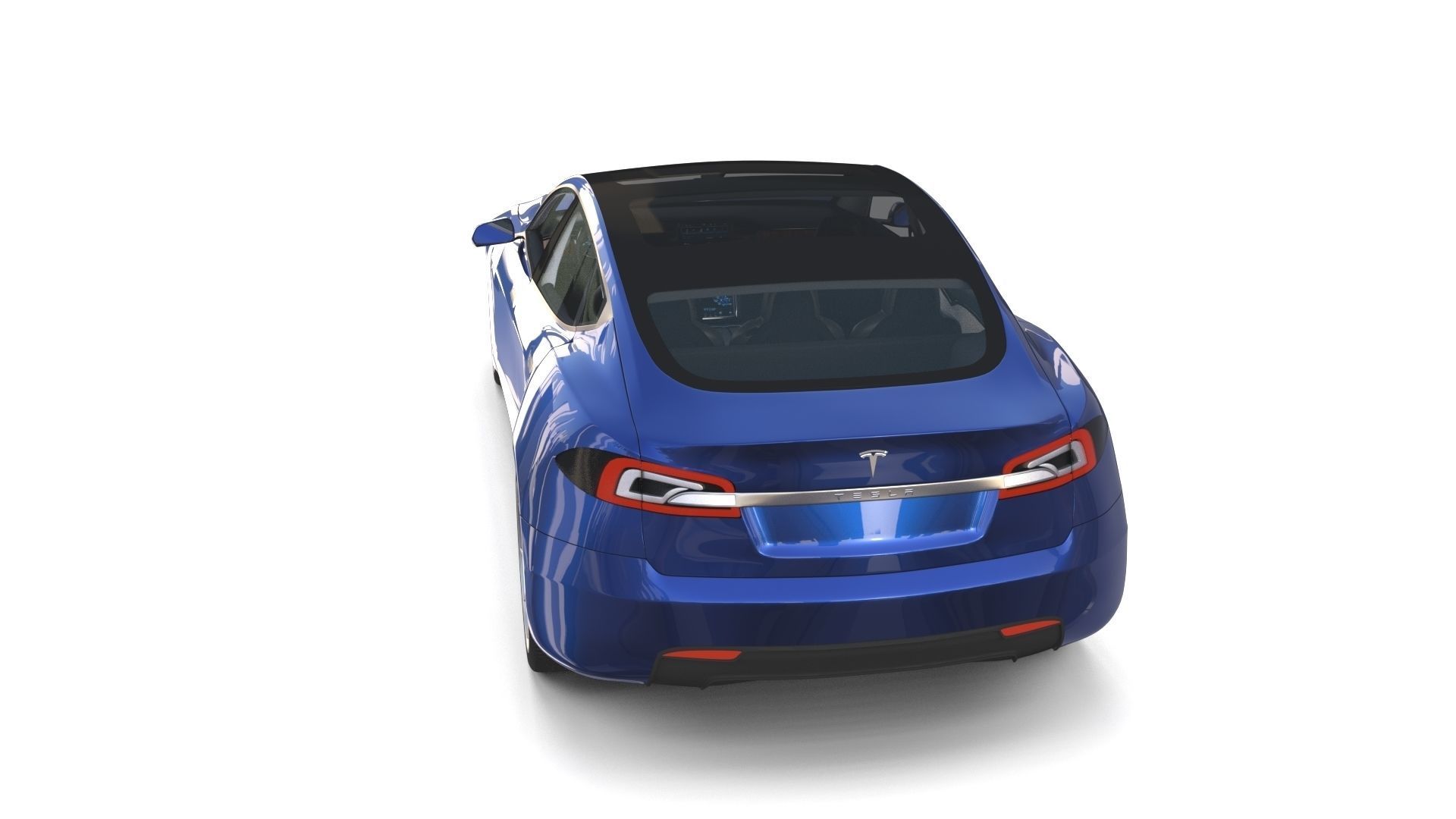 Tesla Model S 2016 Blue with interior and chassis 3D model_24