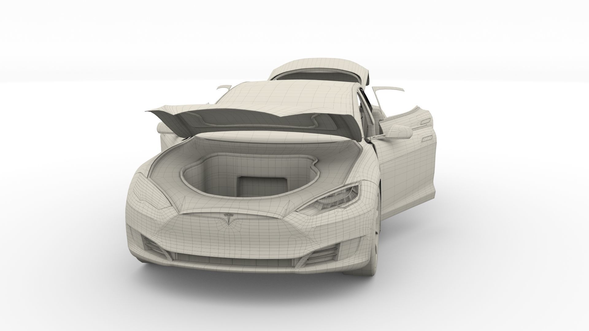 Tesla Model S 2016 Blue with interior and chassis 3D model_71