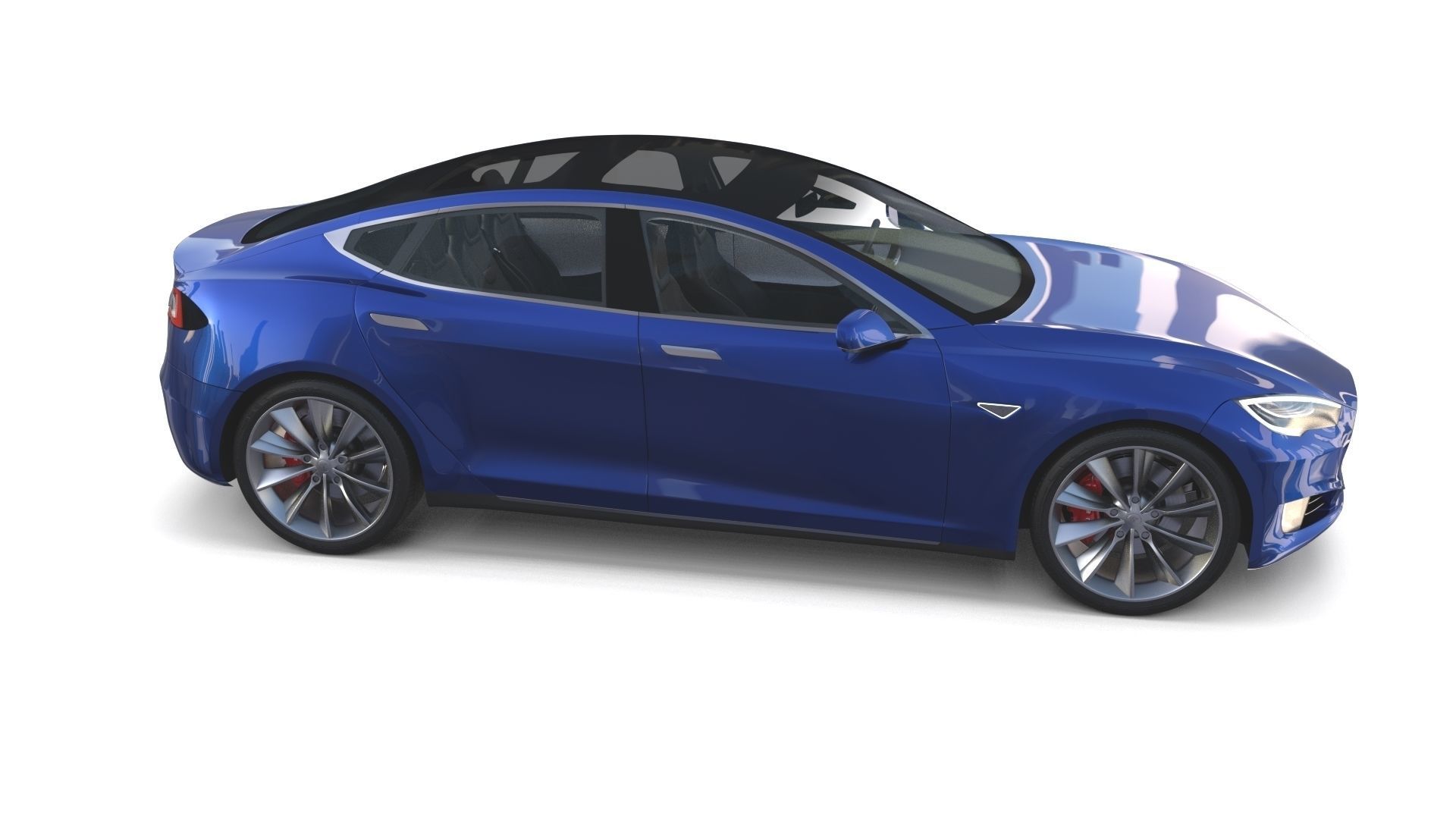 Tesla Model S 2016 Blue with interior and chassis 3D model_30