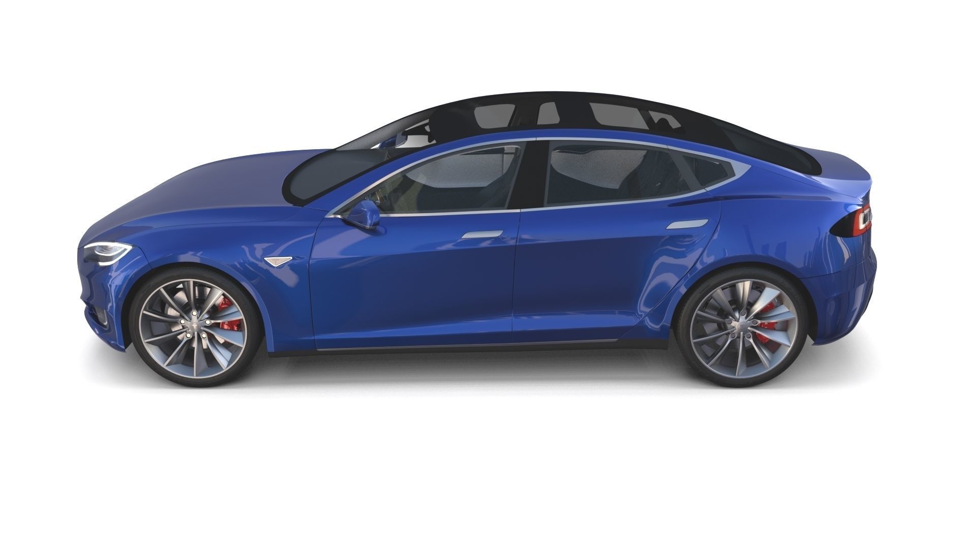 Tesla Model S 2016 Blue with interior and chassis 3D model_25