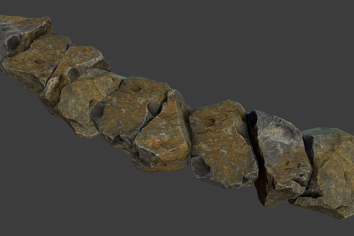 Boulder 2 rock Low-poly 3D model_8