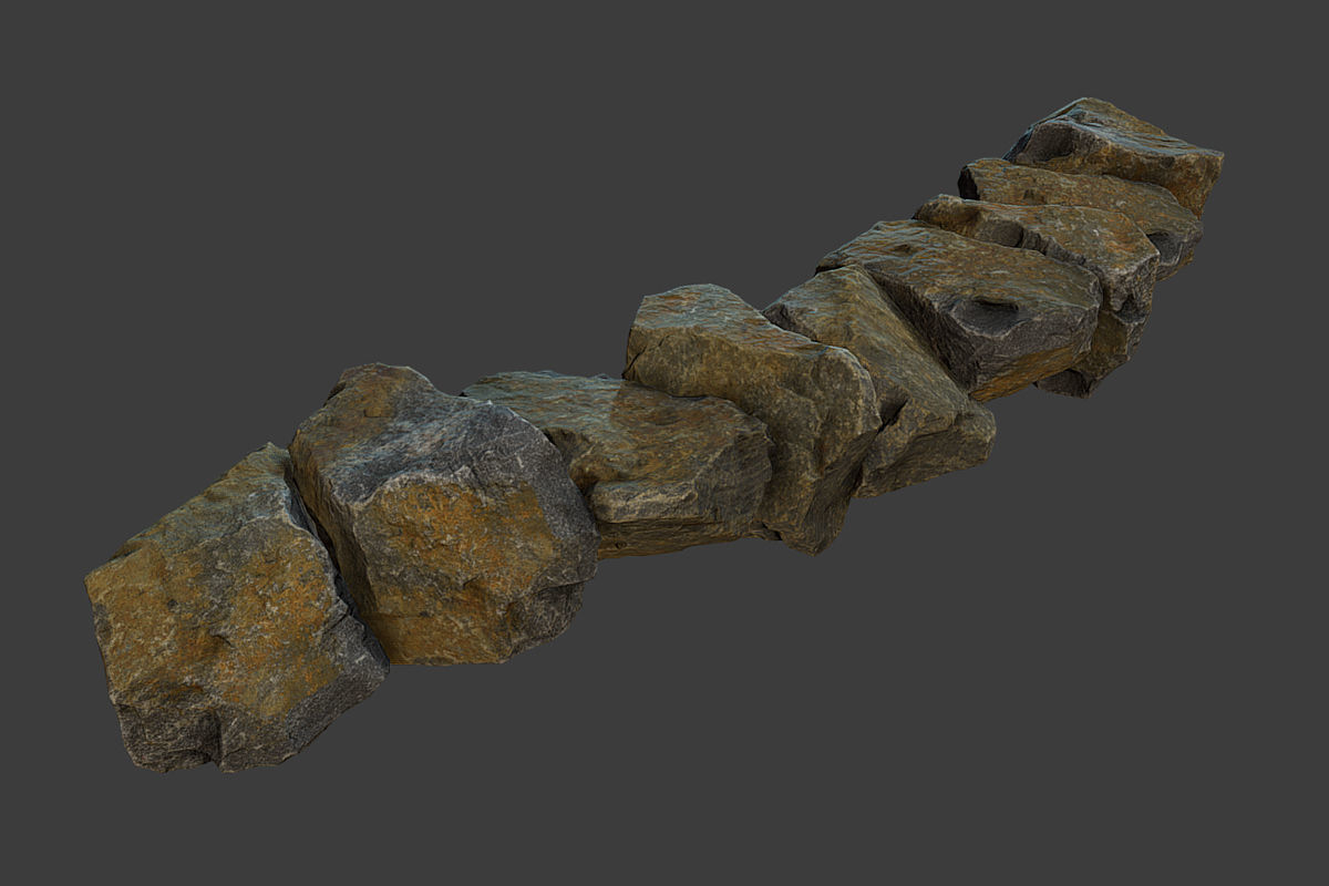 Boulder 2 rock Low-poly 3D model_7