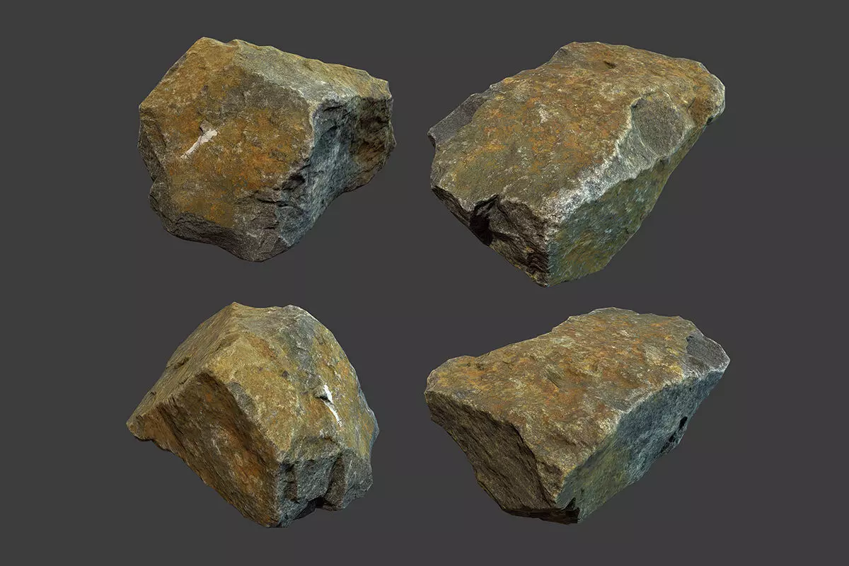 Boulder 2 rock Low-poly 3D model_0
