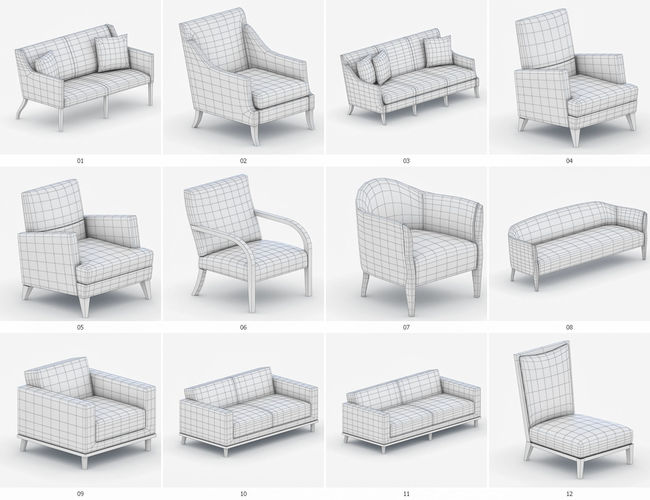 Classic Furniture Collection Low-poly 3D model 3