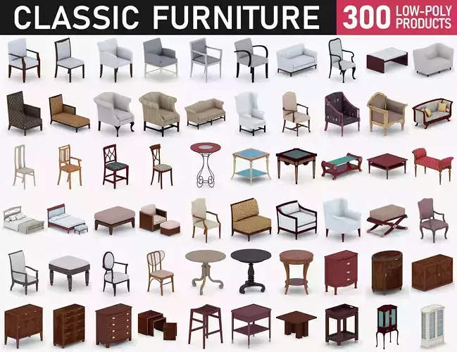 Classic Furniture Collection Low-poly 3D model