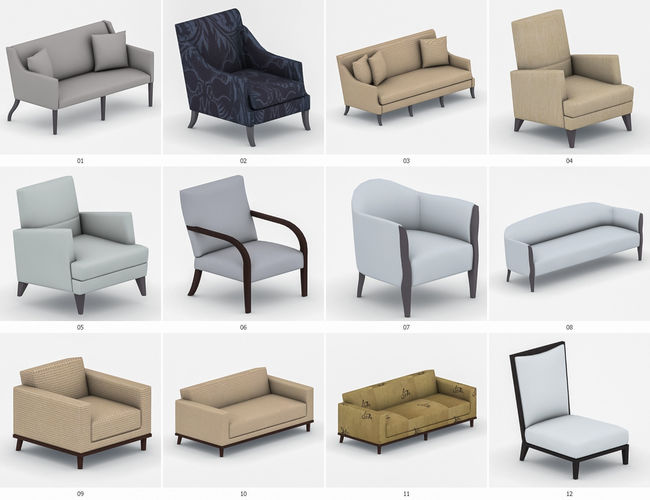 Classic Furniture Collection Low-poly 3D model 2