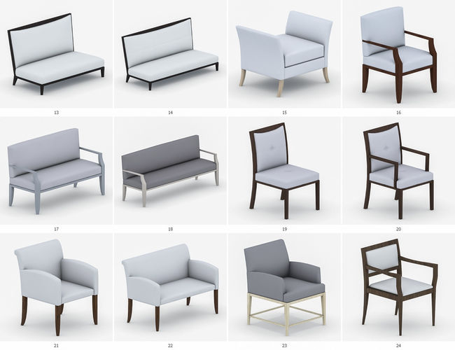 Classic Furniture Collection Low-poly 3D model 4