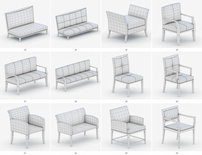 Classic Furniture Collection Low-poly 3D model 5
