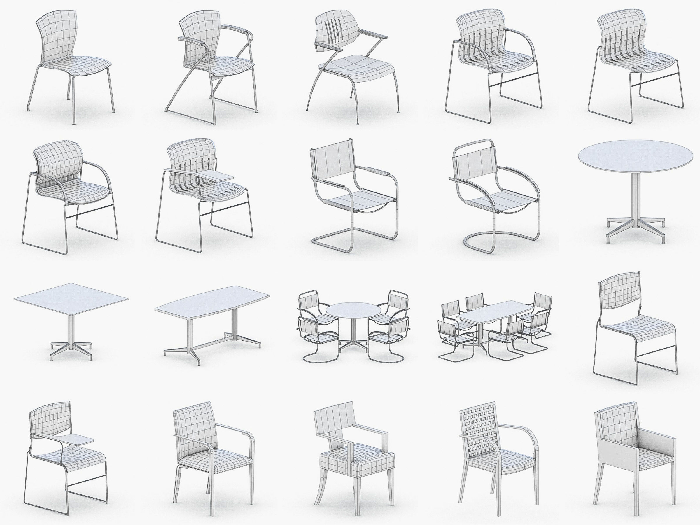 Office Furniture Collection Low-poly 3D model_20