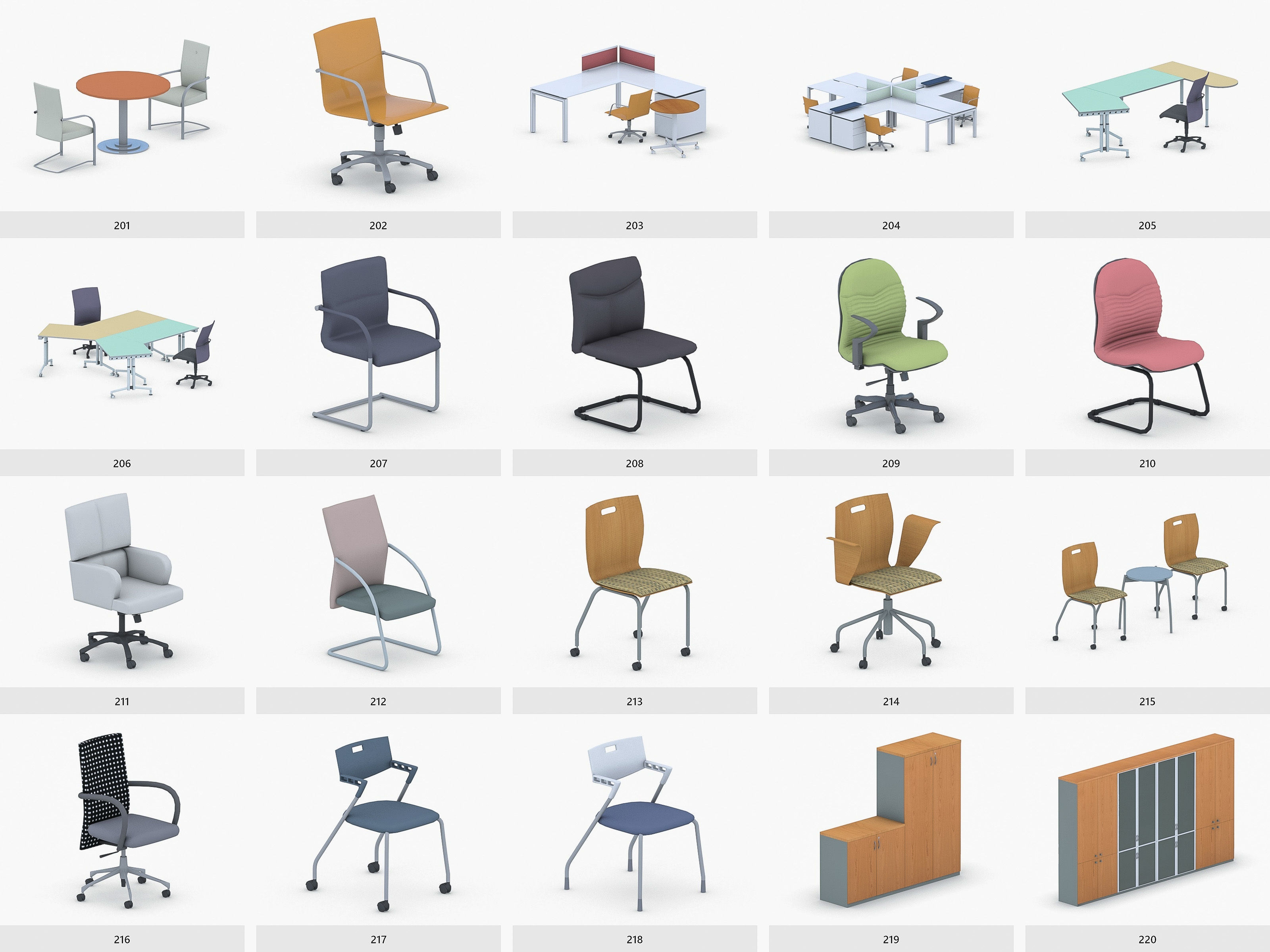 Office Furniture Collection Low-poly 3D model_11