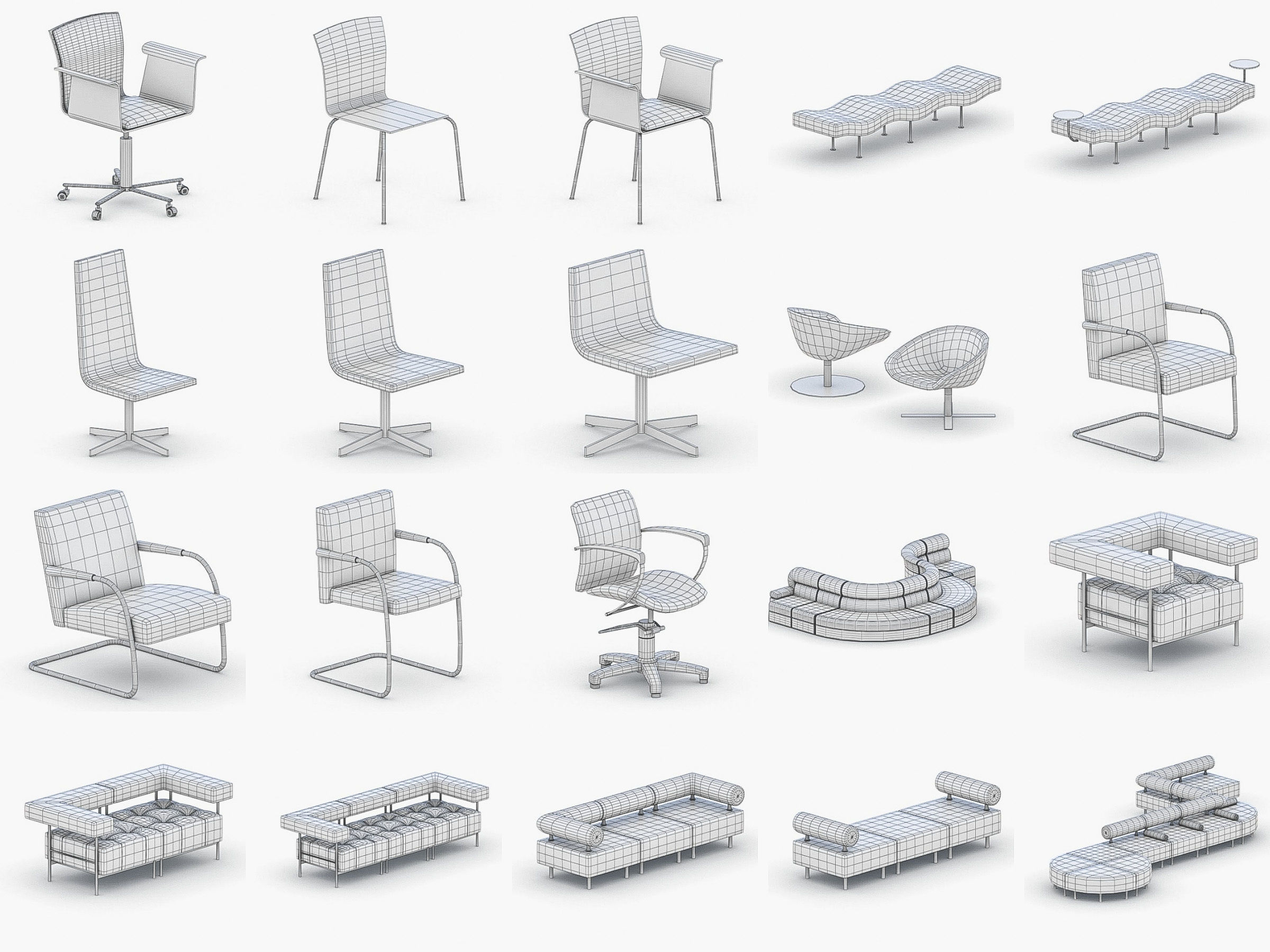 Office Furniture Collection Low-poly 3D model_19