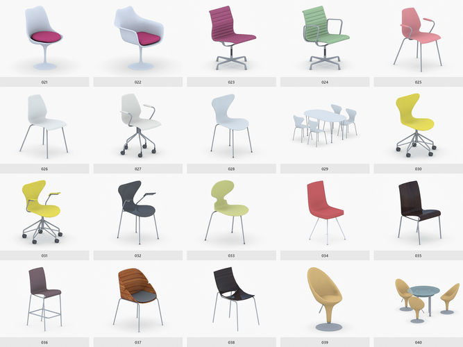 Office Furniture Collection Low-poly 3D model 3