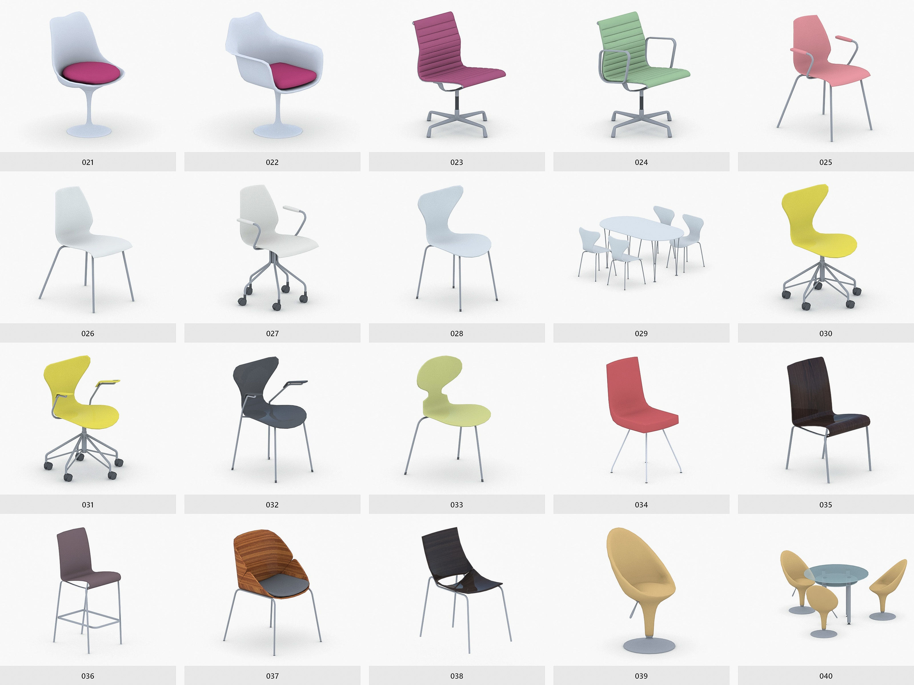 Office Furniture Collection Low-poly 3D model_2