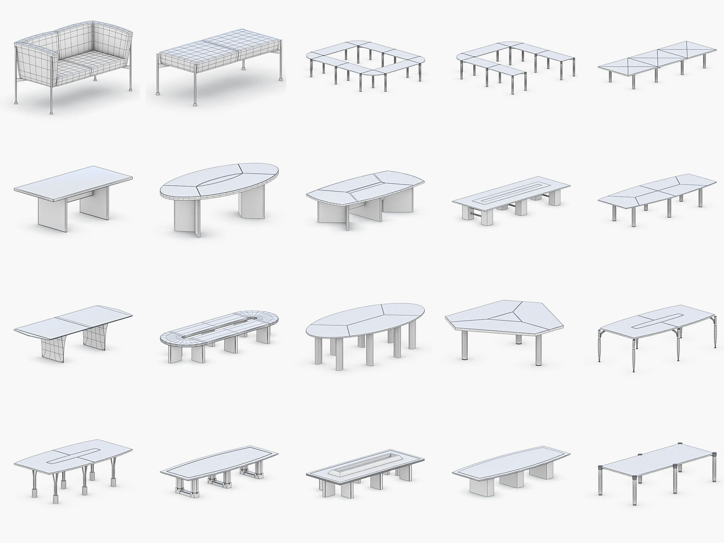 Office Furniture Collection Low-poly 3D model_25