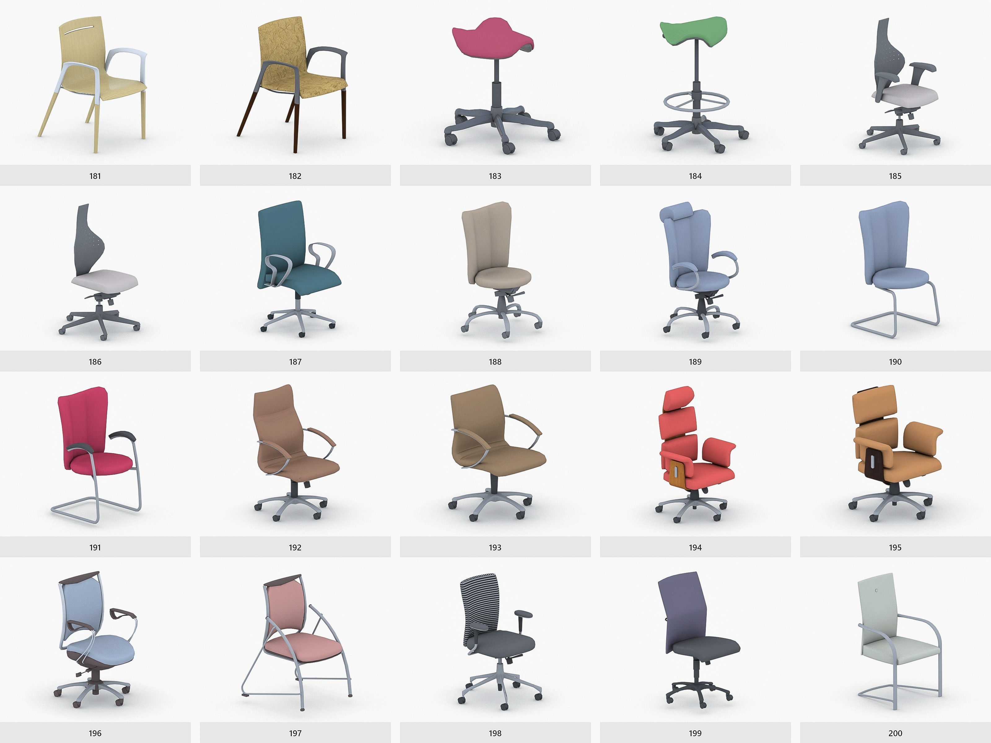 Office Furniture Collection Low-poly 3D model_10
