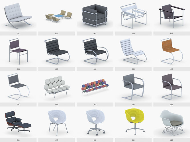 Office Furniture Collection Low-poly 3D model 2